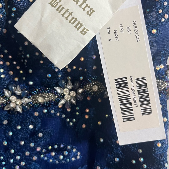 Jovani Navy Blue Beaded Prom Dress - Picture 5 of 8